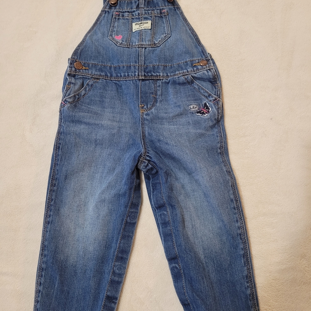 Girls Denim Overalls with Heart Detail